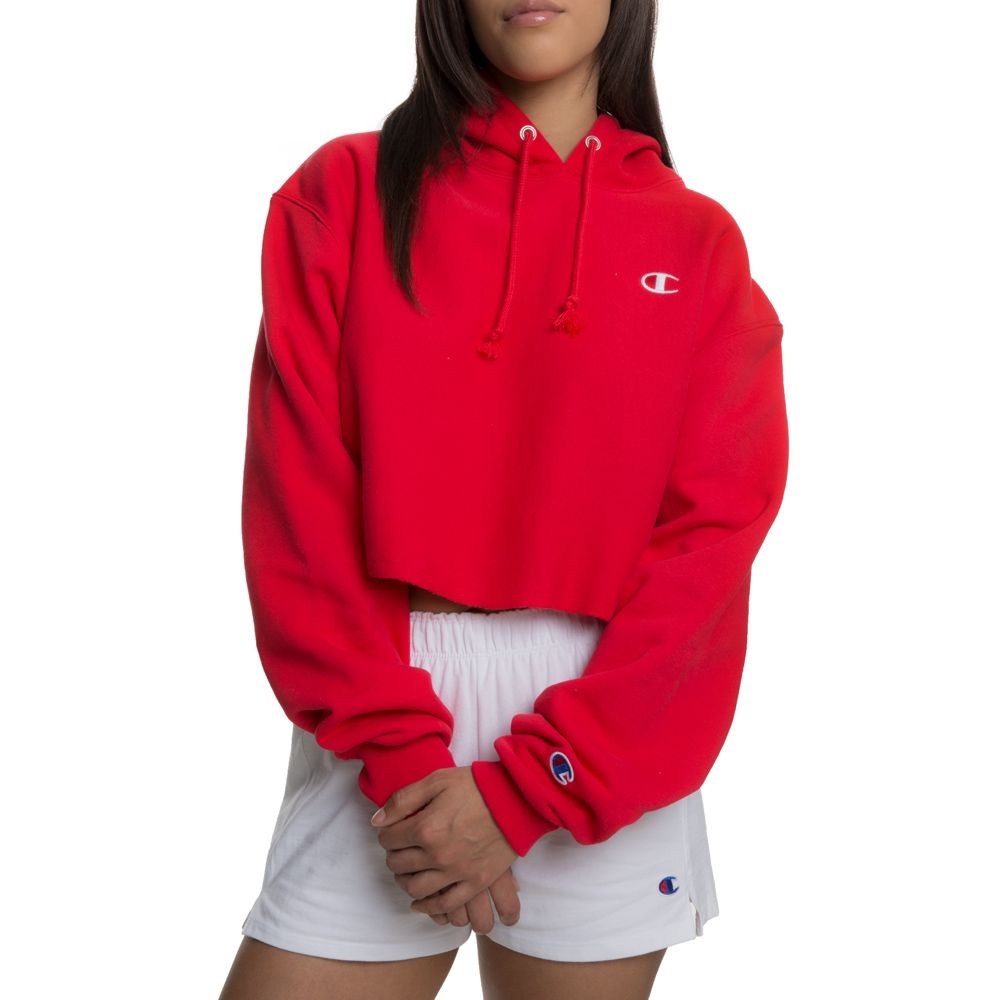 Champion Red Oversized Crop Hoodie